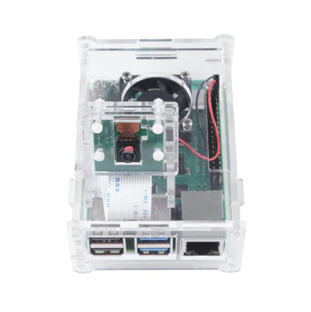 CASE ACRÍLICO CON VENTILADOR Y SOPORTE DE CÁMARA PARA RASPBERRY PI 4 - Imagen 2