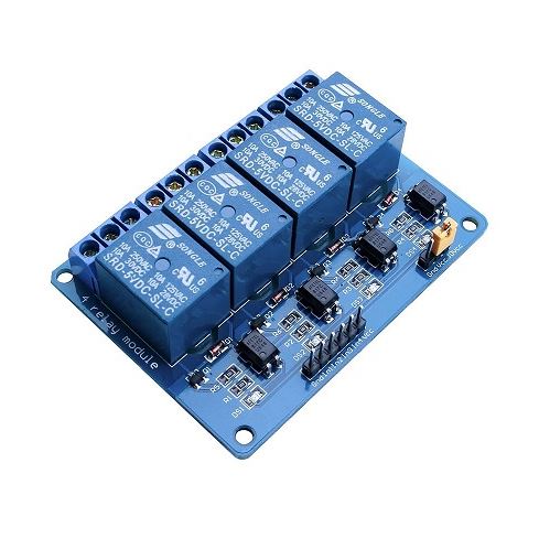 MÓDULO RELÉ 5V 4 CANALES CON OPTOACOPLADORES (AZUL)