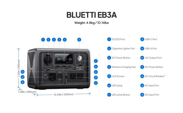 ESTACIÓN DE ENERGÍA PORTÁTIL BLUETTI EB3A | AC/DC | 600W 268Wh | 100% ORIGINAL - Imagen 7