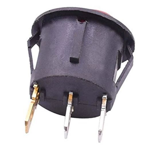 INTERRUPTOR ROCKER 6A 250V REDONDO ROJO LUZ  SPST - Imagen 2