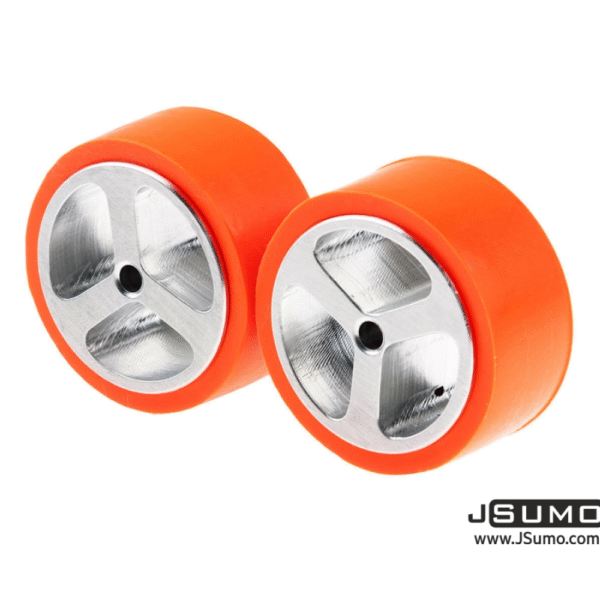 PAR DE LLANTAS JS4320 SILICONA Y ALUMINIO 43*20MM EJE 6MM ROBOT SUMO BATALLA 1LB 3LB JSUMO