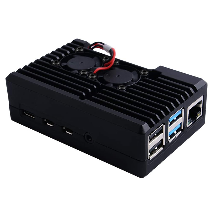 CASE RASPBERRY PI 4 ALUMINIO  Y 2 VENTILADORES