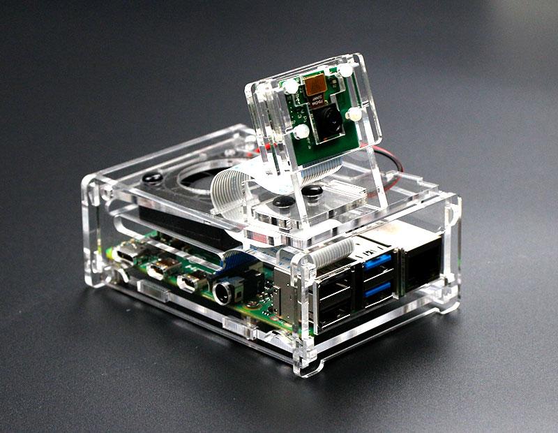 CASE ACRÍLICO CON VENTILADOR Y SOPORTE DE CÁMARA PARA RASPBERRY PI 4 - Imagen 3