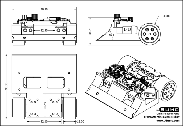 ROBOT MINI SUMO SHOGUN SIN EMSAMBLAR + CODIGO JSUMO - Imagen 6