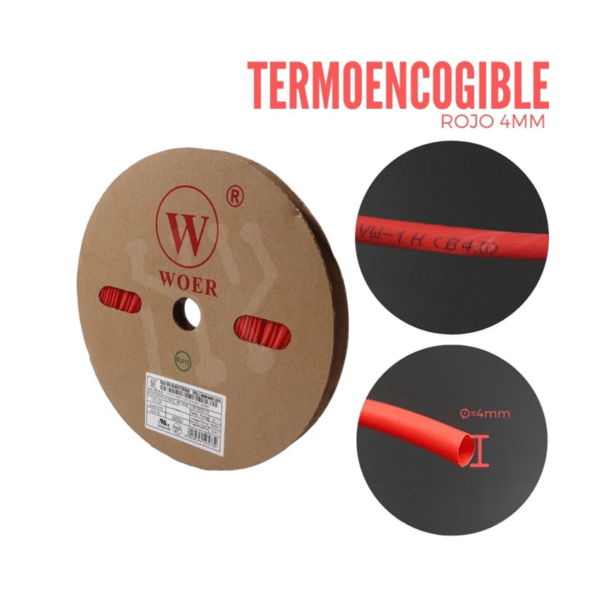 CINTA TERMORETRACTIL TERMOENCOGIBLE 4MM ROJO - Imagen 2