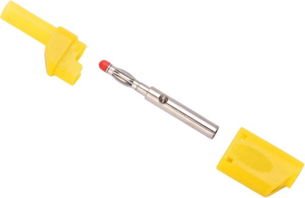 PLUG BANANA 4MM TIPO SHIELD APILABLE AMARILLO (3 PIEZAS)