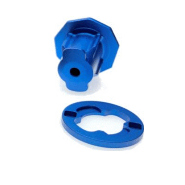 PAR DE ACOPLES TWIST HUB FINGERTECH PARA LLANTAS ESPUMA 0,75" ANCHO EJE 4MM AZUL