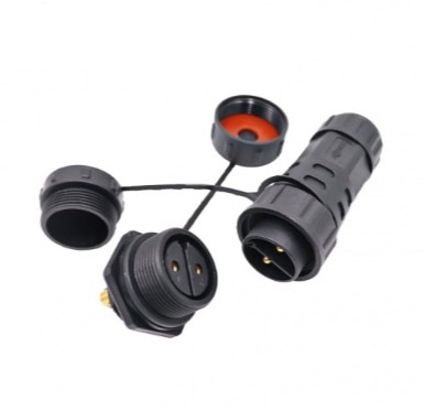 CONECTOR AVIACIÓN M25 2 PINES (HEMBRA ROSCADA PARA PANEL + MACHO PARA CABLE) φ 10MM - IP68 - AOHUA - Imagen 3