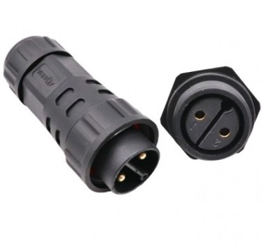 CONECTOR AVIACIÓN M25 2 PINES (HEMBRA ROSCADA PARA PANEL + MACHO PARA CABLE) φ 10MM - IP68 - AOHUA - Imagen 4