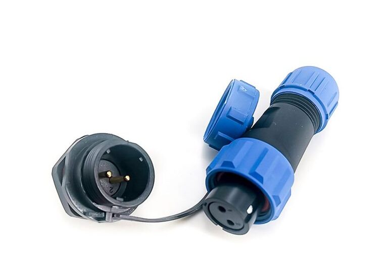 CONECTOR 2 PINES  SP13-2 IP68 – MACHO (PANEL) Y HEMBRA (CABLE)