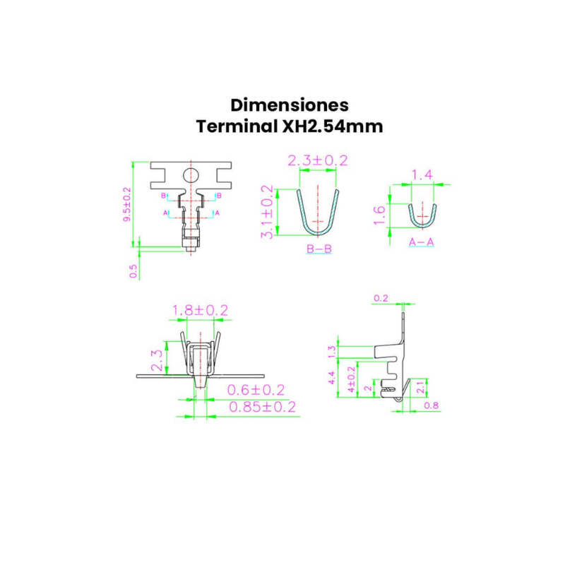 TERMINAL METÁLICO PARA XH 2,54MM - Imagen 2
